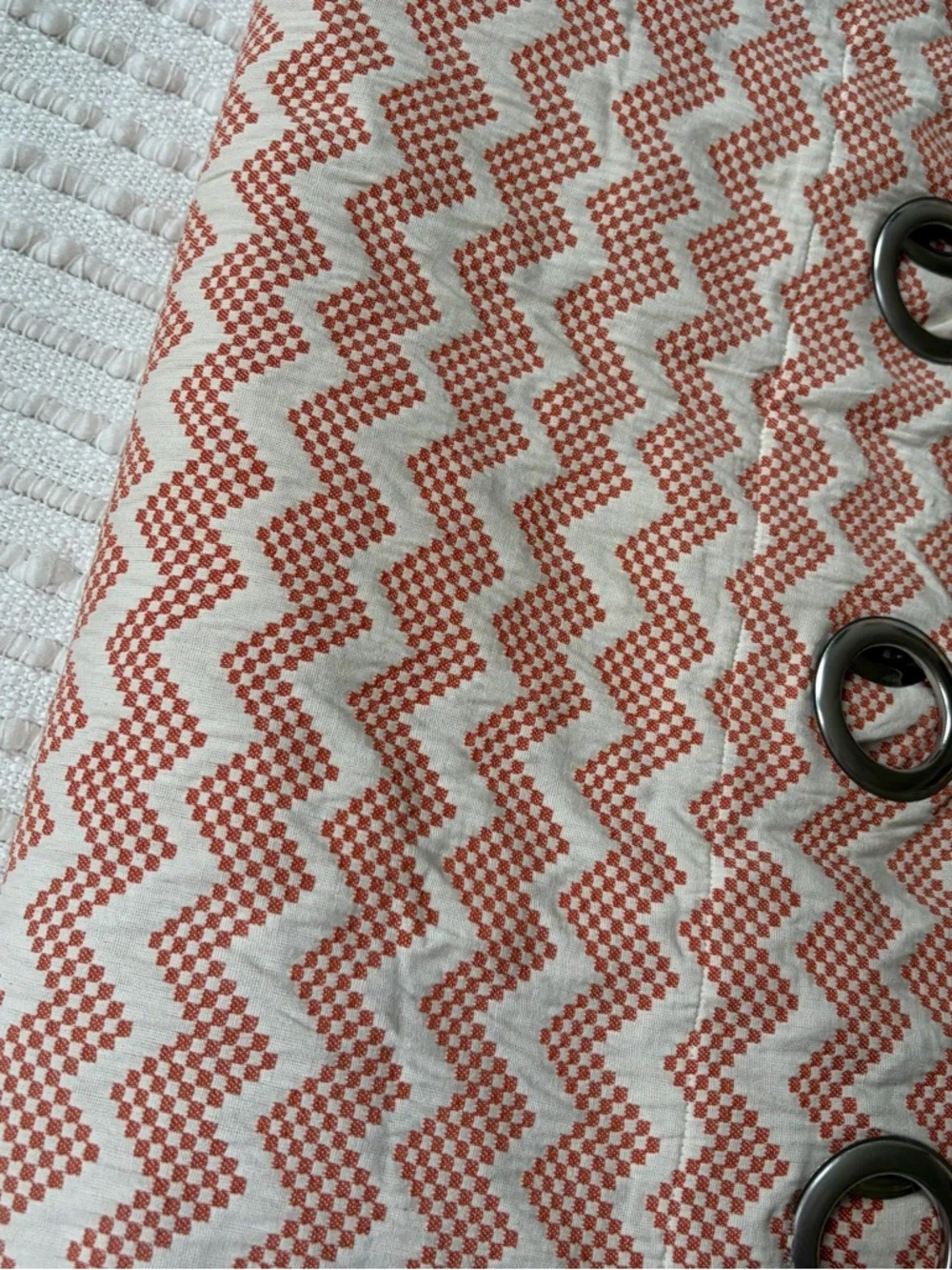 Crate & Barrel Reilly Chevron Curtain Panel Set of 2 Orange Beige 50 x 90 in